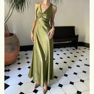 Elegant Olive Green Maxi Dress Size 6
